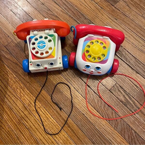 2fisher price pull string chatty rotary kids toy phone from 2000 and 2009 bt7
